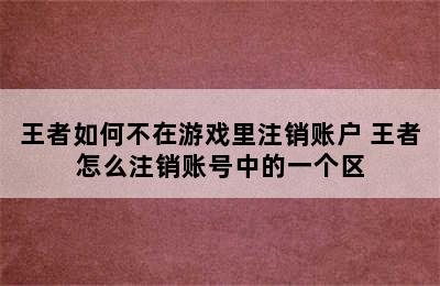 王者如何不在游戏里注销账户 王者怎么注销账号中的一个区